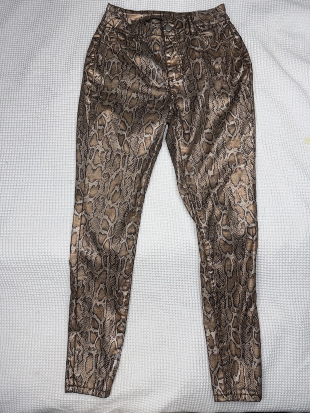 Snake Print Skinny Stretch Pants - Brown Neutral Tones -Size Small
